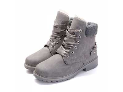 Send Free Lace Snow Boots Woman Casual Ankle Boots Round Toe Women Shoes Platform Pink Booties Winter Plush Platform Boots