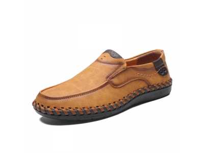 Leather Welt Sewing Men Shoes Handmade Men Casual Shoes Male Leather Shoes Soft Bigger Men Loafers Driving Shoes Plus Size 48
