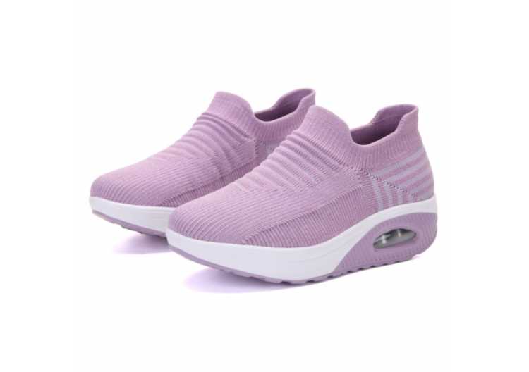 Women PU Air Cushion Sneaker  Shock Absorption Non slip Shoes Breathable Socks Shoes Comfortable Running Shoes