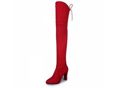 New Flock Leather Women Over The Knee Boots Lace Up Sexy High Heels Women Shoes Lace Up Winter Boots Warm Size 34 43 NO.180
