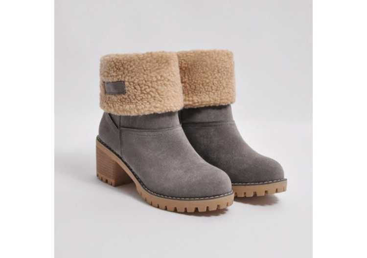 New Women Boots Winter Outdoor Keep Warm Fur Boots Women's Snow Thick Heel With Round Head Thick Fur Botas