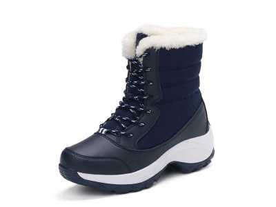 New Women Boots High Quality Leather Suede Winter Boots Women Keep Warm Lace up Waterproof Snow Boots