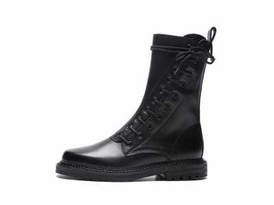 Girls cool autumn spring leather boots designer sneakers women's mid claf boats female fall walking shoes
