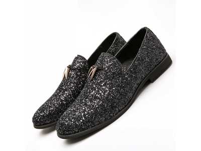 2021 Hot Sale Men Liesure Shine Doug Flat Slip on Party Dress Shoes Casual Pointed Toe Solid Color Wedding Loafer Big Size 37 48