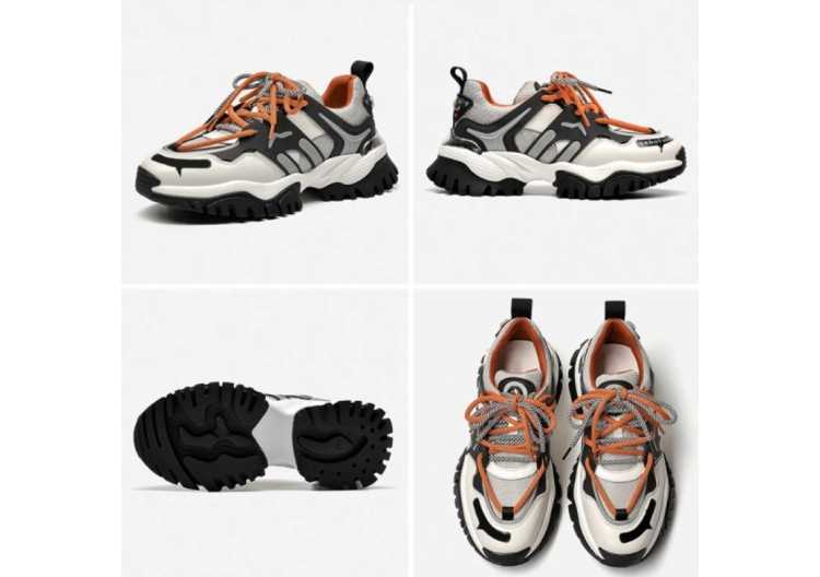 Sneakers Women Synthetic Leather Mesh Platform Shoes Lace Up Patchwork Trainers Ladies Casual Shoes 29388