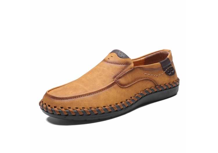 Leather Welt Sewing Men Shoes Handmade Men Casual Shoes Male Leather Shoes Soft Bigger Men Loafers Driving Shoes Plus Size 48