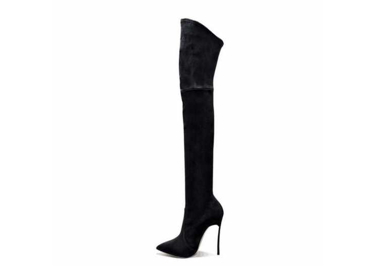 Fashion Autumn Women Shoes Thigh High Boots Stilettos Sexy Over the Knee Boots Pointy Toe High Heel 12CM Long Boots Women Black