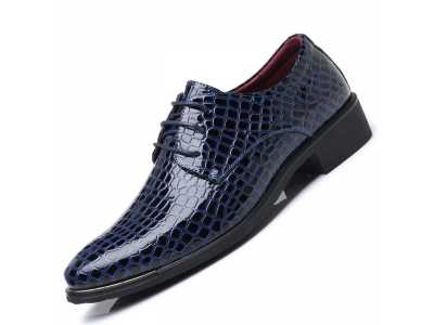 Men's Dress Shoes Summer Male Crocodile Pattern Fashion Formal Shoes Pointed Toe Lace up Party Business Shoes Big Size