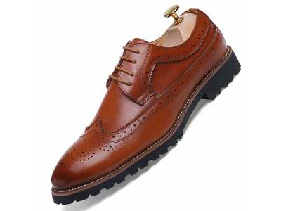 Genuine Leather Brogue Men Shoes Lace Up Men Loafers Breathable Formal Men Dress Shoes Wedding Shoes Handmade
