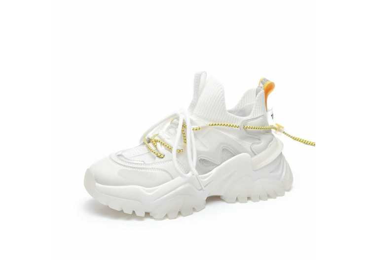 Women knit Sneakers Flat Platform Shoes 2021 Summer FashionThick bottom Casual High top Ladies Sneakers