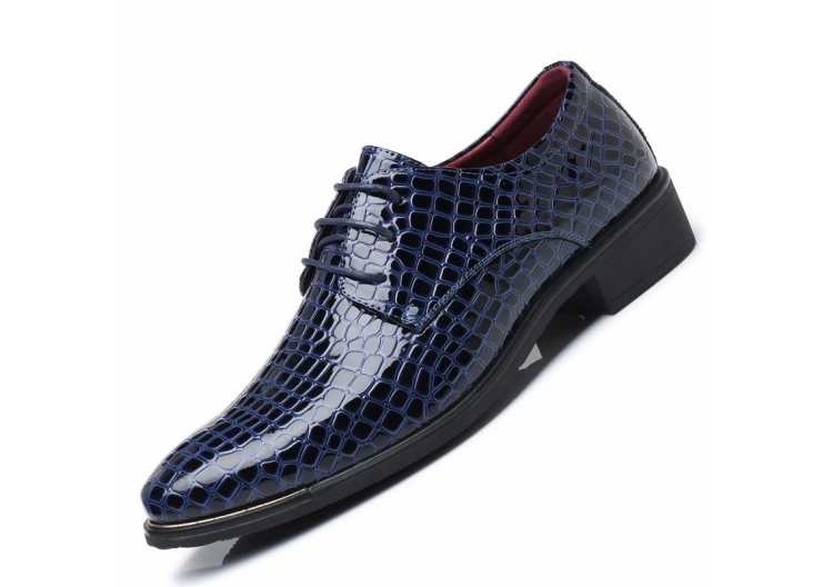 Men's Dress Shoes Summer Male Crocodile Pattern Fashion Formal Shoes Pointed Toe Lace up Party Business Shoes Big Size
